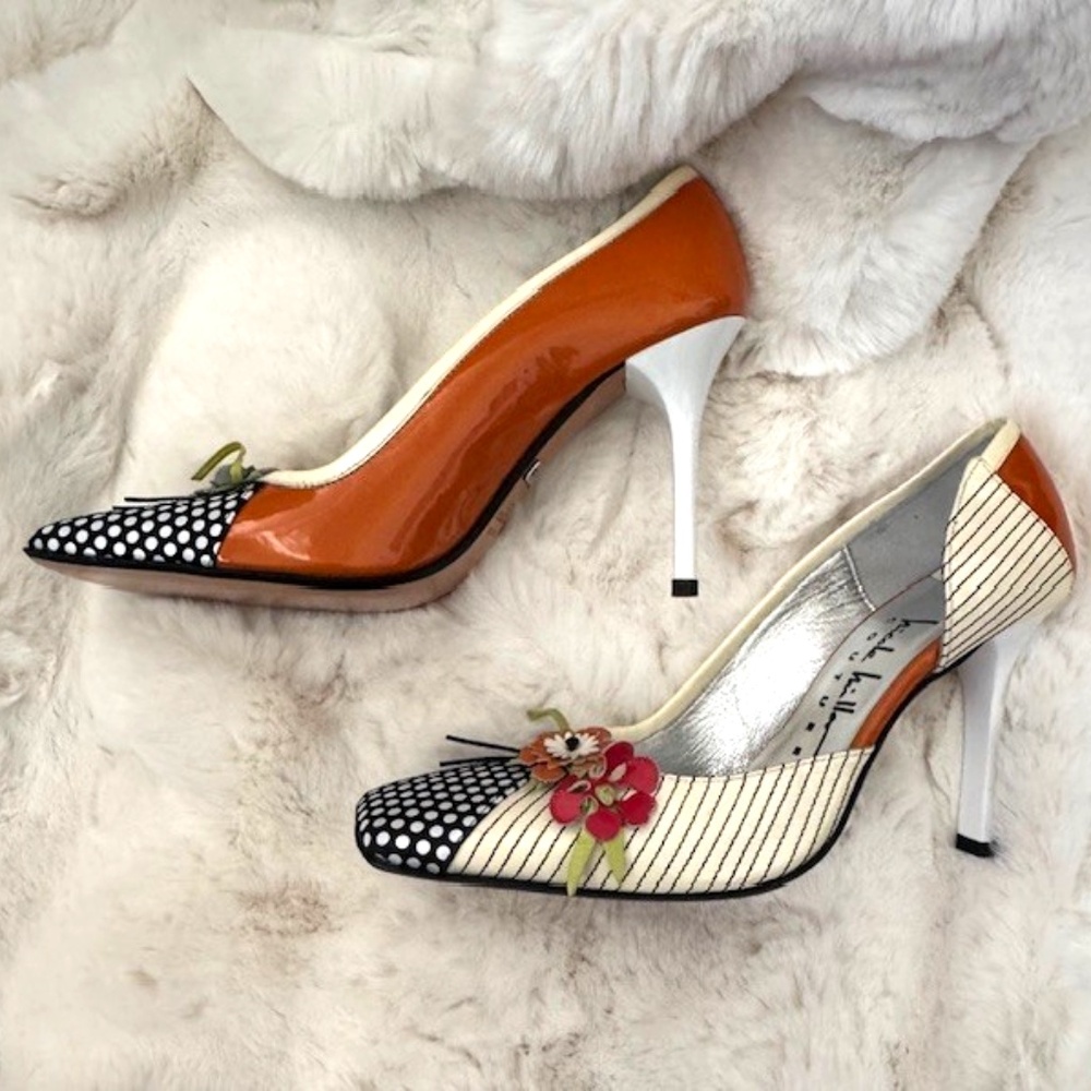 Floral + Polka Dot NICOLE MILLER COUTURE Pumps 7.5 [VINTAGE - NWT] - Picture 6 of 7